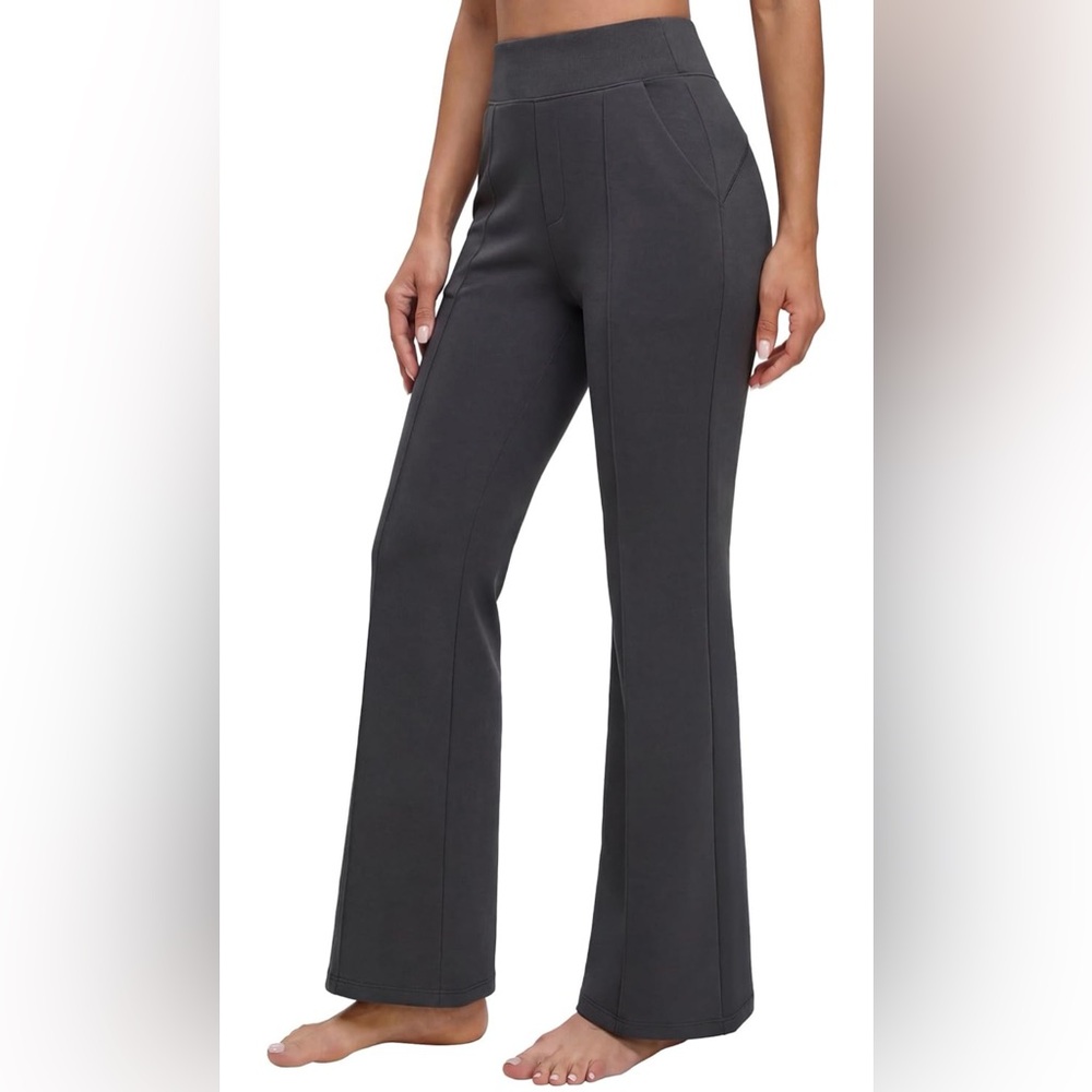 NWT BMJLWomen’s Charcoal Gray High Waisted Wide Leg Yoga Pants Size XL - Picture 1 of 3